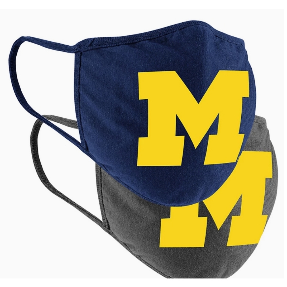 NWT Unisex Michigan Wolverines Colosseum 2 Pack Face Mask
